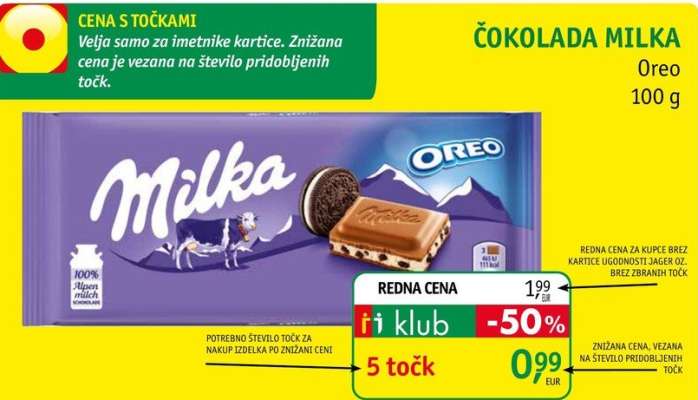 ČOKOLADA MILKA OREO