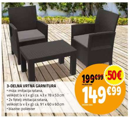 3-DELNA VRTNA GARNITURA