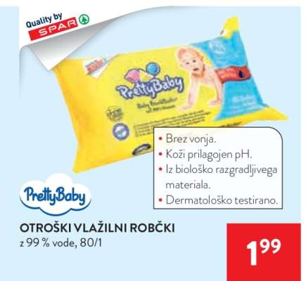 PrettyBaby Otroški Vlažilni Robčki