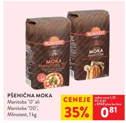 Pšenična moka Manitoba '0' ali Manitoba '00', Mlinotest, 1 kg