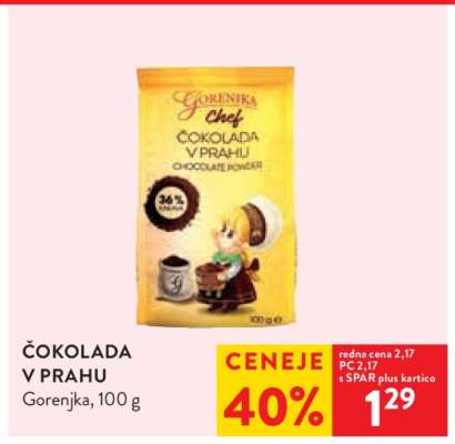 Čokolada v prahu Gorenjka