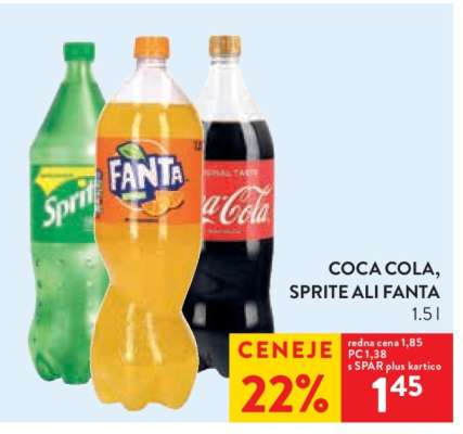 Coca Cola, Sprite ali Fanta 1.5 l
