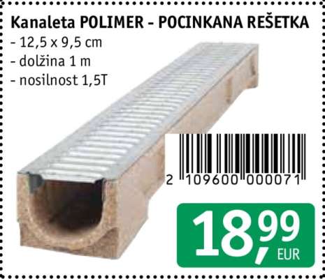 Kanaleta POLIMER - POCINKANA REŠETKA