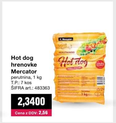 Hot dog hrenovke Mercator