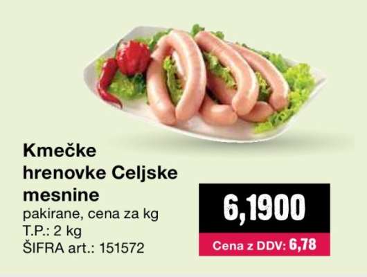 Kmečke hrenovke Celjske mesnine