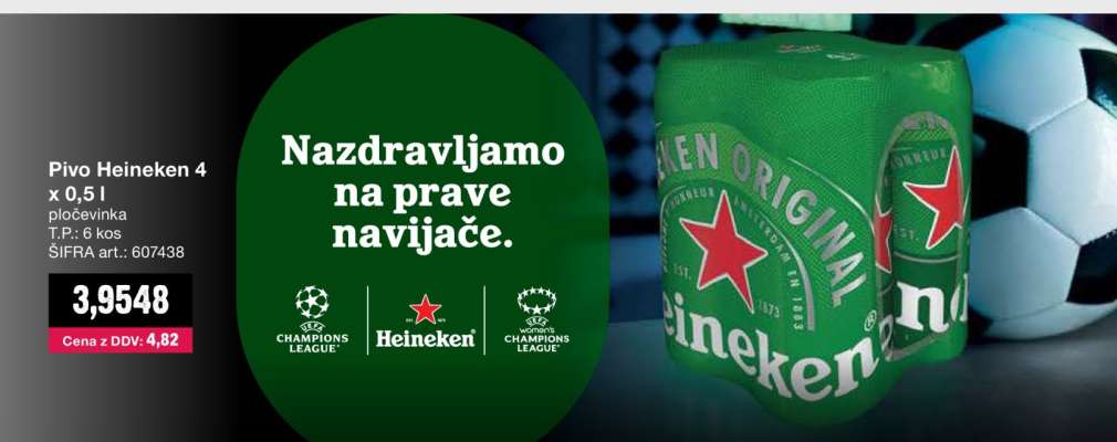Pivo Heineken 4 x 0,5 l