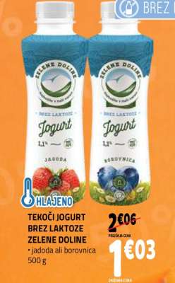 TEKOČI JOGURT BREZ LAKTOZE ZELENE DOLINE