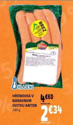 Hrenovka v naravnem ovitku Anton