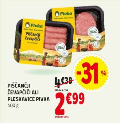 Piščančji čevapčiči ali pleskavice Pivka