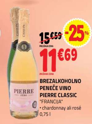 BREZALKOHOLNO PENEČE VINO PIERRE CLASSIC