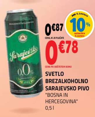 Svetlo brezalkoholno sarajevsko pivo