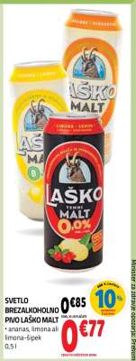 Svetlo brezalkoholno pivo Laško Malt