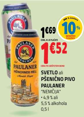Svetlo ali Pšenično Pivo Paulaner