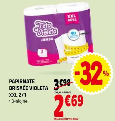 Papirnate brisače Violeta XXL 2/1