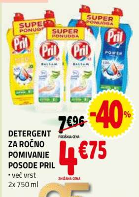 Detergent za ročno pomivanje posode Pril