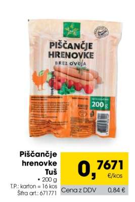 PIŠČANČJE HRENOVKE TUŠ