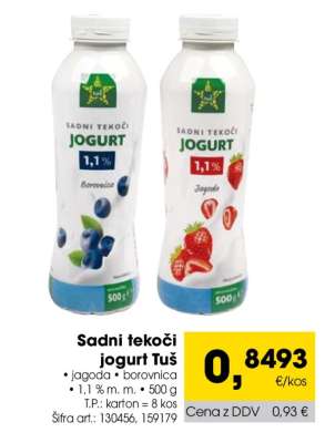 Sadni tekoči jogurt Tuš