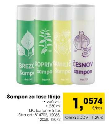 Šampon za lase Ilirija