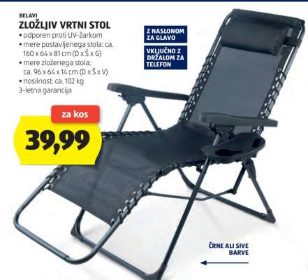 BELAVI ZLOŽLJIV VRTNI STOL
