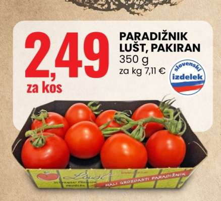 Paradižnik Lušt, pakiran
