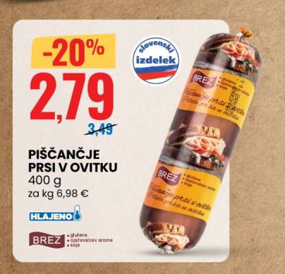 PIŠČANČJE PRSI V OVITKU