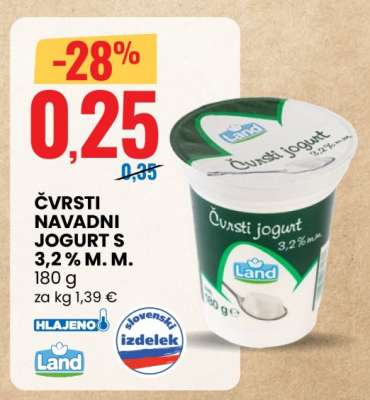 Čvrsti navadni jogurt s 3,2% m. m.