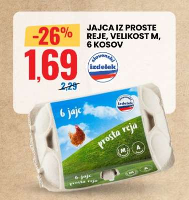 Jajca iz proste reje, velikost M, 6 kosov