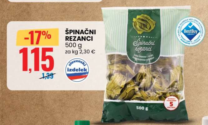 Špinačni rezanci