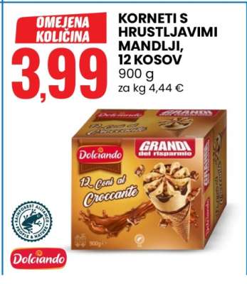 Korneti s hrustljavimi mandlji, 12 kosov