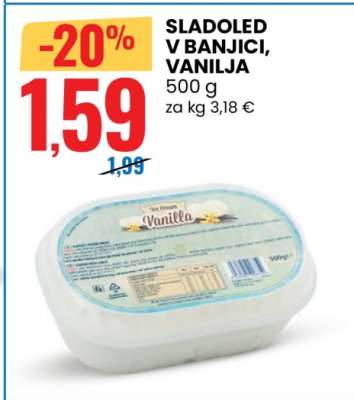 Sladoled v banjici, vanilja