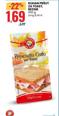 Kuhan pršut za toast, rezine