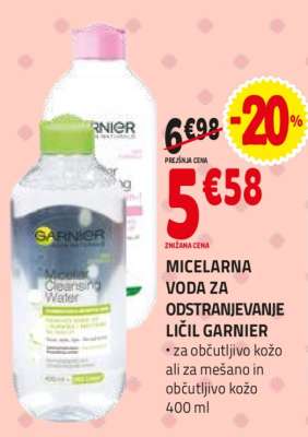 MICELARNA VODA ZA ODSTRANJEVANJE LIČIL GARNIER