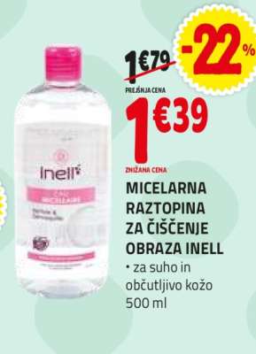 Micelarna raztopina za čiščenje obraza Inell