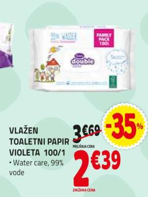 VLAŽEN TOALETNI PAPIR VIOLETA 100/1