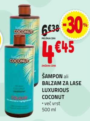ŠAMPON ali BALZAM ZA LASE LUXURIOUS COCONUT