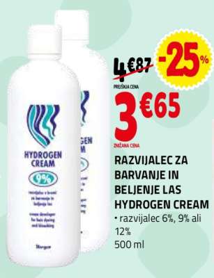 RAZVIJALEC ZA BARVANJE IN BELJENJE LAS HYDROGEN CREAM