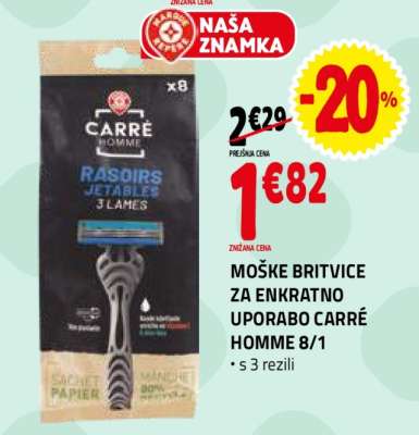 MOŠKE BRITVICE ZA ENKRATNO UPORABO CARRÉ HOMME 8/1
