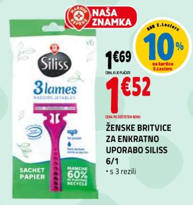 ŽENSKE BRITVICE ZA ENKRATNO UPORABO SILISS 6/1