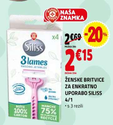 ŽENSKE BRITVICE ZA ENKRATNO UPORABO SILISS 4/1