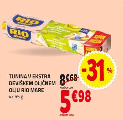 TUNINA V EKSTRA DEVIŠKEM OLJČNEM OLJU RIO MARE