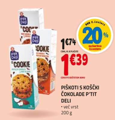PIŠKOTI S KOŠČKI ČOKOLADE P'TIT DELI