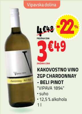 KAKOVOSTNO VINO ZGP CHARDONNAY - BELI PINOT