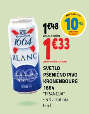 Svetlo pšenično pivo Kronenbourg 1664