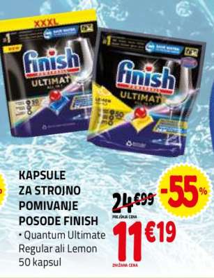 KAPSULE ZA STROJNO POMIVANJE POSODE FINISH
