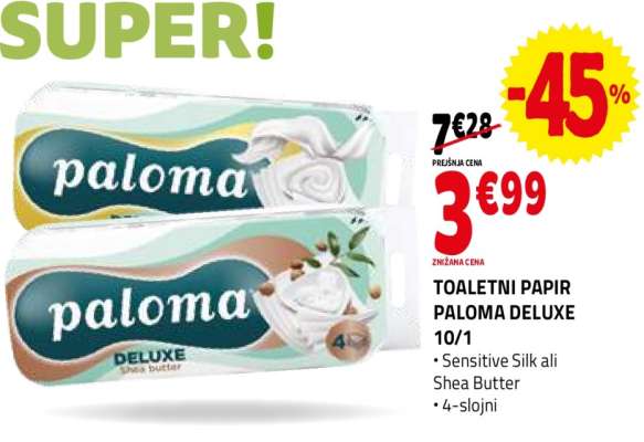 TOALETNI PAPIR PALOMA DELUXE 10/1