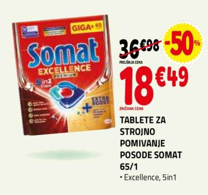TABLETE ZA STROJNO POMIVANJE POSODE SOMAT 65/1