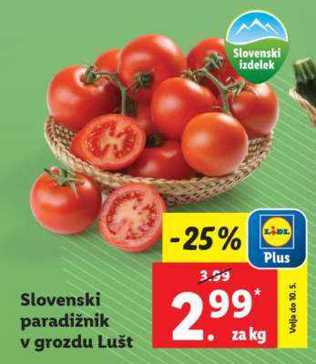 Slovenski paradižnik v grozdu Lušt