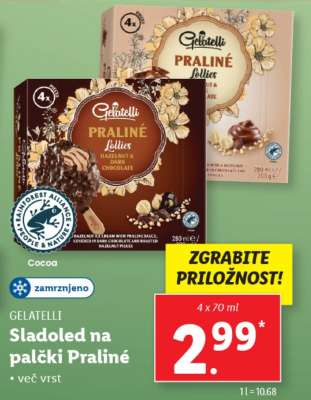 GELATELLI Sladoled na palčki Praliné