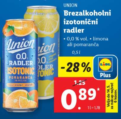 Union Brezalkoholni izotonični radler