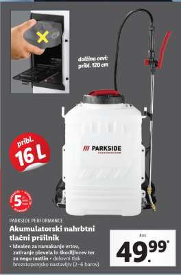 PARKSIDE PERFORMANCE Akumulatorski nahrbtni tlačni pršilnik